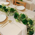 1 Pack Artificial Garland Eucalyptus Vine with 12 Roses for Home Decor Wedding Table Runner Centerpiece DIY Wreath Decor (Green)