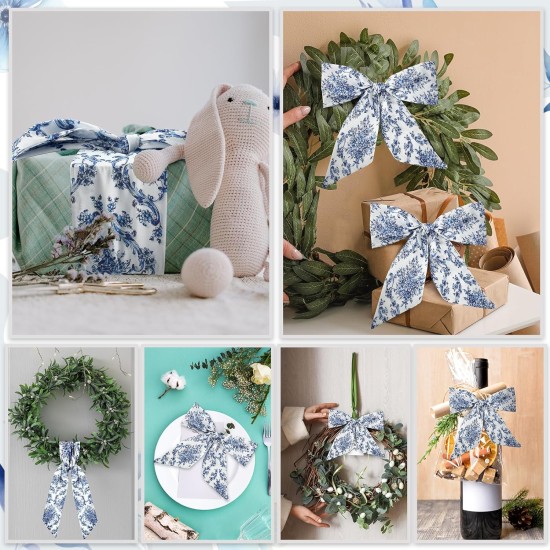 XunYee 6 Pcs Wreath Sash for Front Door Blue and White Wreath Sash for Embroidery Monogram Garland Decor Accessories Wedding 4th of July Party Yard Indoor Outdoor Wall Cabinet Kitchen(Retro Style) XunYee 6 Pcs Wreath Sash for Front Door Blue and White Wreath Sash for Embroidery Monogram Garland Decor Accessories Wedding 4th of July Party Yard Indoor Outdoor Wall Cabinet Kitchen(Retro Style)