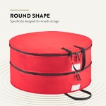 ZOBER Christmas Wreath Storage Container 30 Inch - Wreath Bag Fits 2 Wreaths Box - 600D Oxford Fabric - Interior Compartment for Storing Garlands, Wreaths Storage Bag W Strong Durable Handles - Red