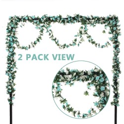 Miracliy 5Pcs 41FT Blue and White Flower Garland Artificial Rose Arch Vines Fake Spring Floral Garland for Flower Wall Backdrop Wedding Mothers Day Garden Tea Party Decoration