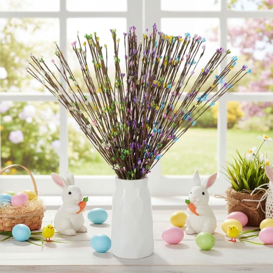 30 Pcs Easter Artificial Berry Garland Spring Pip Berry Sprays Pastel Picks Stems Floral Picks Stems for Easter Vase Filler Centerpieces Craft Wreath Making Home Decor (6 Colors)