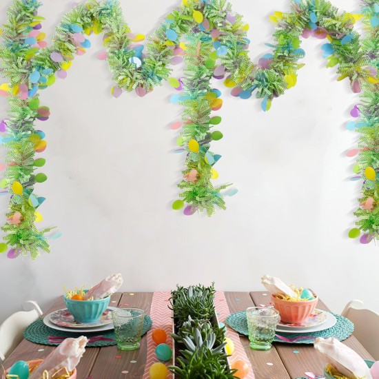 5 Pcs Easter Tinsel Garland,33 Feet Colorful Egg Tinsel Twist Garland Metallic Glitter Wire Garlands Spring Hanging Decorations for Easter Holiday Party Supplies Door Tree Mantel Decor