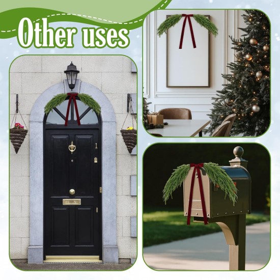 2.6ft Christmas Mirror Garland Artificial Norfolk Pine Swag for Mirror with Velvet Bow Faux Greenery Garlands Christmas Wreath for Xmas Home Door Mailbox Indoor Fireplace Decor(Burgundy Red) 2.6ft Christmas Mirror Garland Artificial Norfolk Pine Swag for Mirror with Velvet Bow Faux Greenery Garlands Christmas Wreath for Xmas Home Door Mailbox Indoor Fireplace Decor(Burgundy Red)