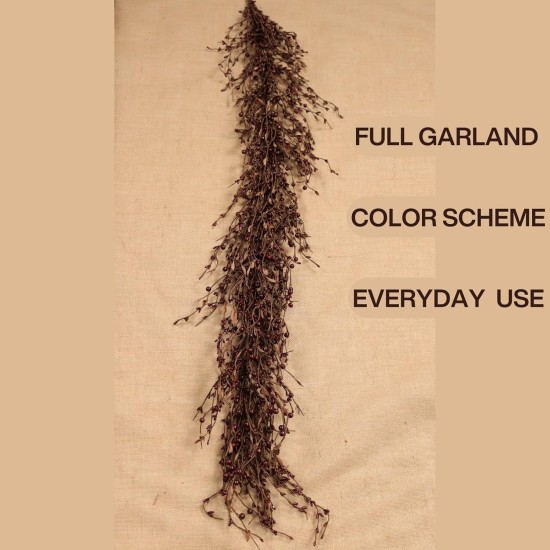 60" Pip Berry Garland - Artificial Spring and Summer Decorative Garland with Burgundy Berries, Perfect for Front Door, Mantel, Centerpiece and Table Display Seasonal Décor