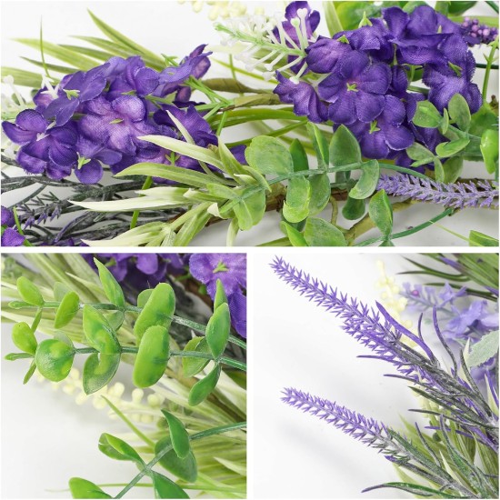 Briful Lavender Spring Floral Garland for Mantle Front Door Decor, 5.17ft Artificial Flowers Garlands for Porch Fireplace,Centerpieces Table Indoor Outdoor Decorations