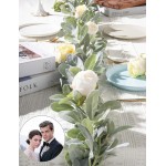 DuHouse 6Ft Artificial Lambs Ear Garland Flocked Leaves Plastic Vines for Wedding Bedroom Courtyard Easter Christmas Decoration