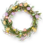 Noverlife 6FT Easter Garland, Easter Egg Garland for Mantle Spring Garland for Easter Decorations, Artificial Spring Garland for Easter Banner Fireplace Party Door Decor Pip Berry Garland for Home