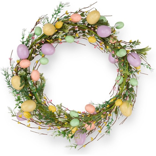 Noverlife 6FT Easter Garland, Easter Egg Garland for Mantle Spring Garland for Easter Decorations, Artificial Spring Garland for Easter Banner Fireplace Party Door Decor Pip Berry Garland for Home