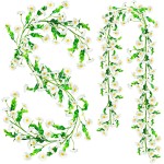 2 Pack Artificial Daisy Flowers Vine, 13.6 Ft Silky Artificial Garland with White Daisy and Vine Floral Garlands Decoration for Room Wall, Flower Themed Party, Wedding Supplies