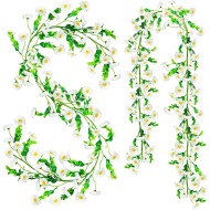 2 Pack Artificial Daisy Flowers Vine, 13.6 Ft Silky Artificial Garland with White Daisy and Vine Floral Garlands Decoration for Room Wall, Flower Themed Party, Wedding Supplies