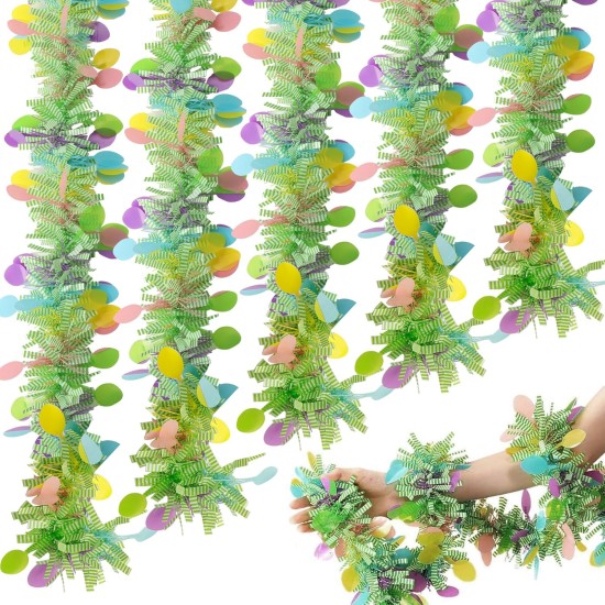 5 Pcs Easter Tinsel Garland,33 Feet Colorful Egg Tinsel Twist Garland Metallic Glitter Wire Garlands Spring Hanging Decorations for Easter Holiday Party Supplies Door Tree Mantel Decor