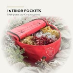 ZOBER Christmas Wreath Storage Container 30 Inch - Wreath Bag Fits 2 Wreaths Box - 600D Oxford Fabric - Interior Compartment for Storing Garlands, Wreaths Storage Bag W Strong Durable Handles - Red