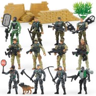 JOYIN 16 PCs Army Men Playset with 12 Realistic Army Ranger Men Action Figures and Weapon Gear Accessories, Military Soldiers Action Figures Playset for Boys Gift, Easter Basket Stuffers