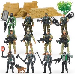JOYIN 16 PCs Army Men Playset with 12 Realistic Army Ranger Men Action Figures and Weapon Gear Accessories, Military Soldiers Action Figures Playset for Boys Gift, Easter Basket Stuffers