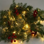 Spiareal 1 Pcs 5.74 ft Christmas Garland with Light Christmas Lighted Pine Garland Prelit Battery Operated Cedar Pine Cone Red Berry Greenery for Mantle Fireplace Decor